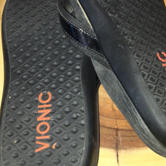 VIONIC TIDE II Patented Black Leather Orthotic 🩴 Sandals SZ 9 - Picture 6 of 7